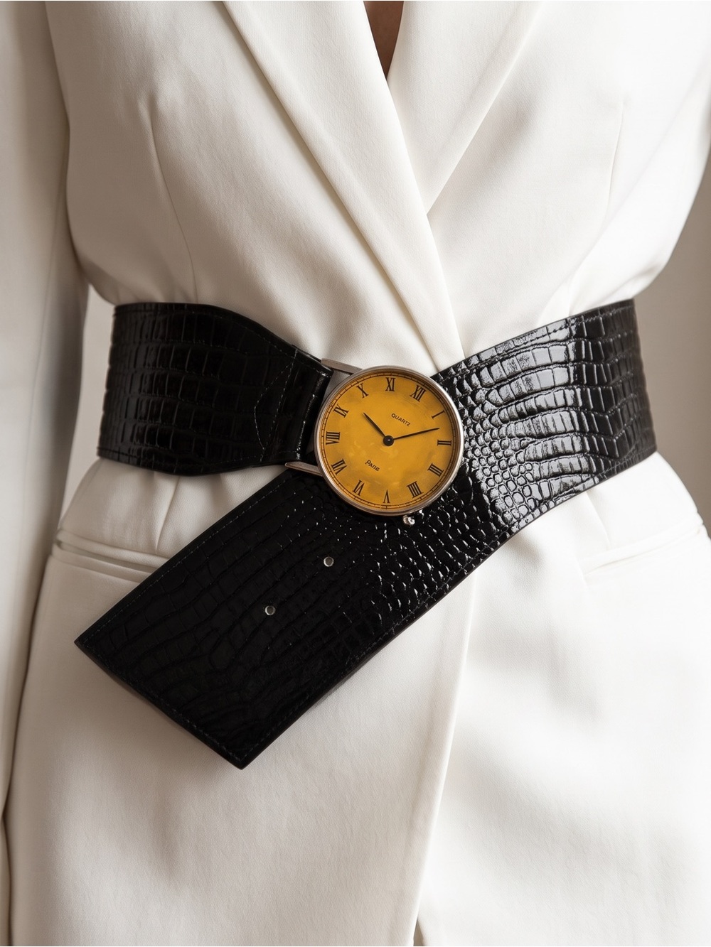 ๐ฐ๏ธ INSANE VINTAGE LEATHER? FAUX WATCH BELT CROC EMBOSSED M